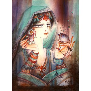 Hajra Mansoor, 20 X 27 Inch, Watercolor on Paper, Figurative Painting, AC-HM-029